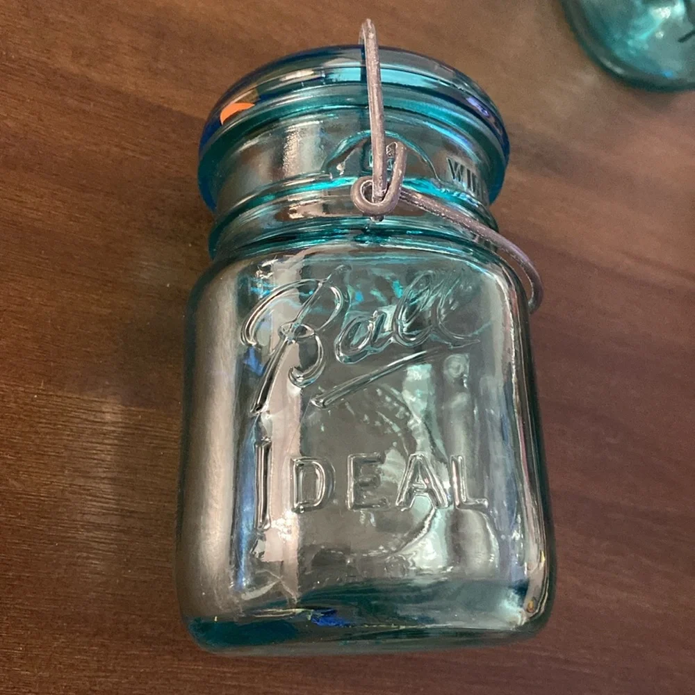 (2) Ball Ideal Bicentennial 1776-1976 Aqua Teal Blue Green Jars A11 and A8 - Picture 11 of 16